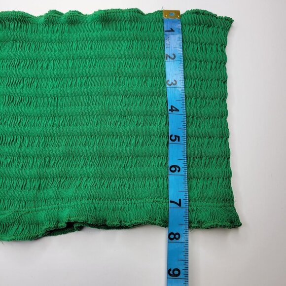 Green Sexy Crop Top Strapless Tube Top Smocked Stretchy Summer Bandeau - NEW - Picture 8 of 10